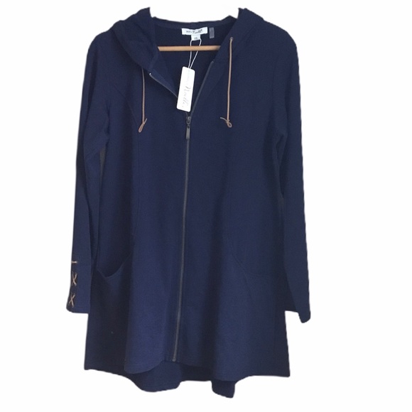 Simply Noelle Jackets & Blazers - Simply Noelle Navy Forest Hooded Jacket